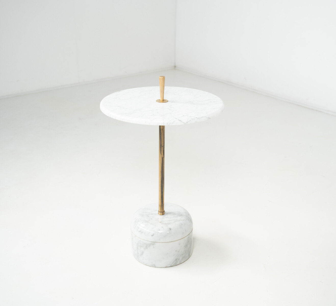 Mid-Century Side Table, Marble and Brass, 1950s