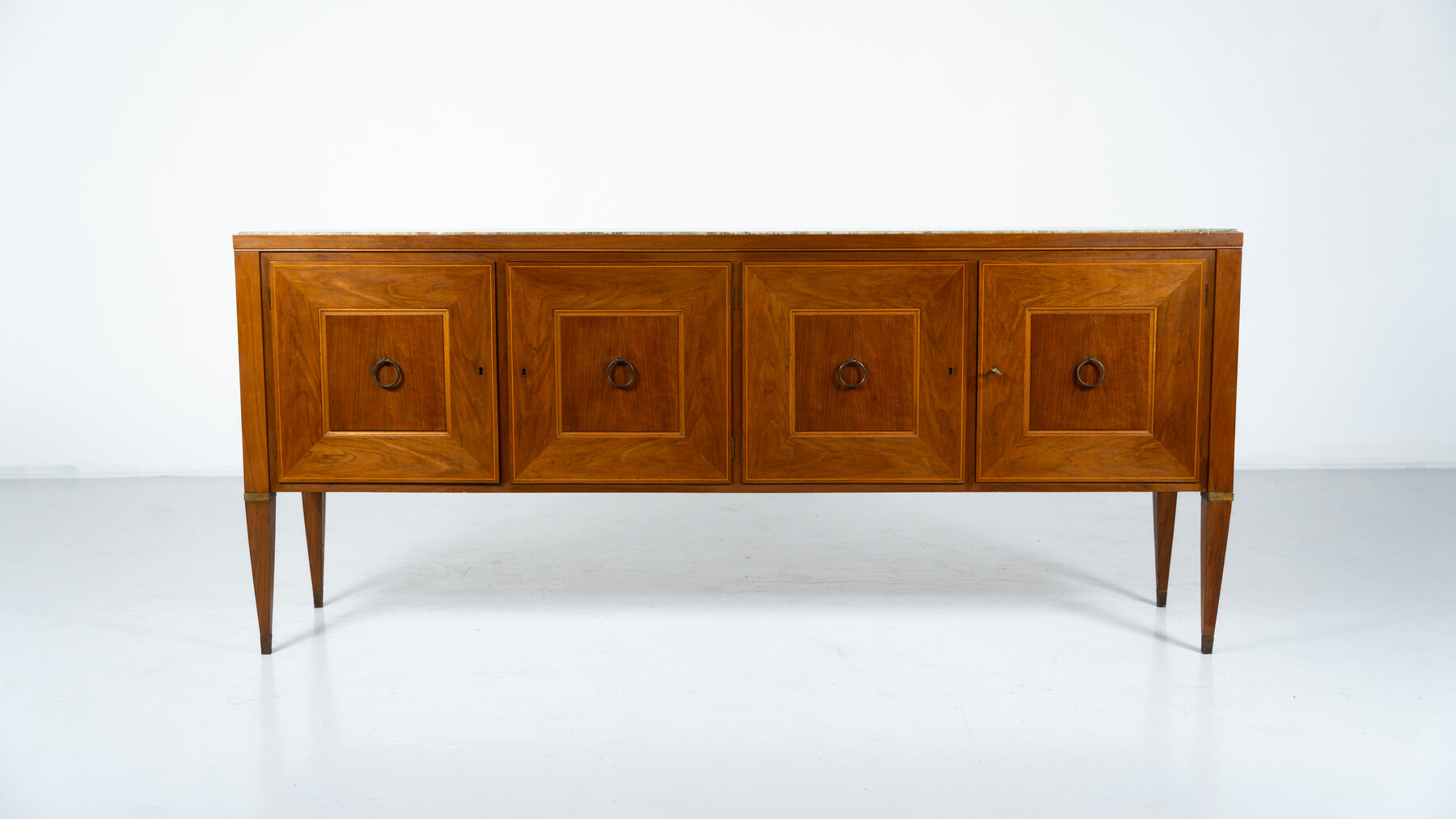 Mid-Century Sideboard by Paolo Buffa ,Wood and Marble, Italy, 1950s