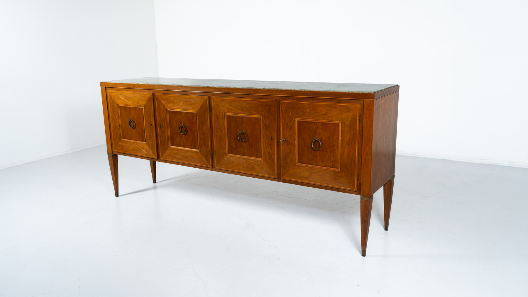 Mid-Century Sideboard by Paolo Buffa ,Wood and Marble, Italy, 1950s