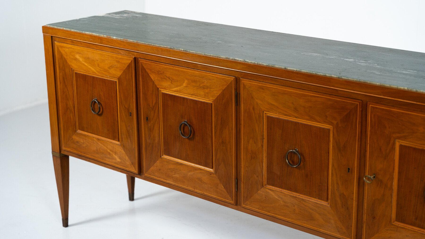 Mid-Century Sideboard by Paolo Buffa ,Wood and Marble, Italy, 1950s
