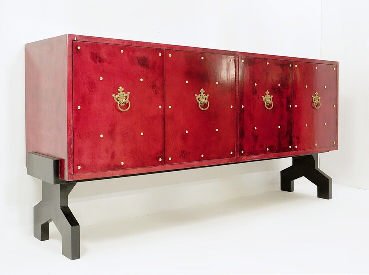 Mid-century sideboard in Goat Skin by Aldo Tura - Italy 1960s