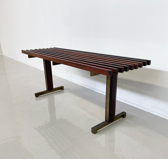 Mid-Century Slatted Bench, Italy, 1960s