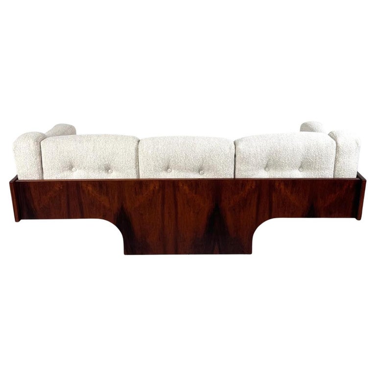 Mid-Century Sofa Oriolo by Claudio Salocchi for Sormani Wood and White Fabric - Italy 1960s