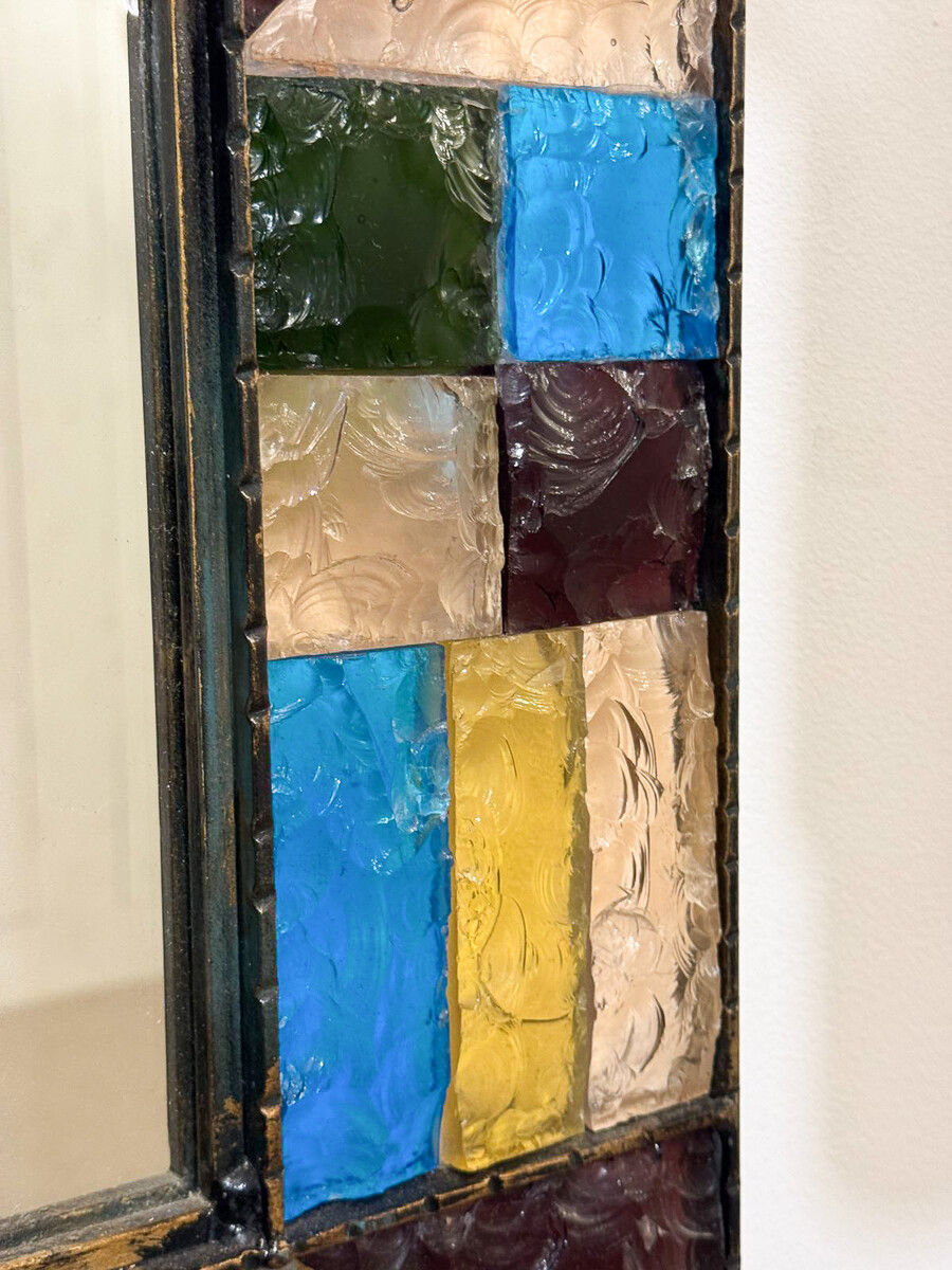 Mid-Century Stained Glass Mirror, 1950s