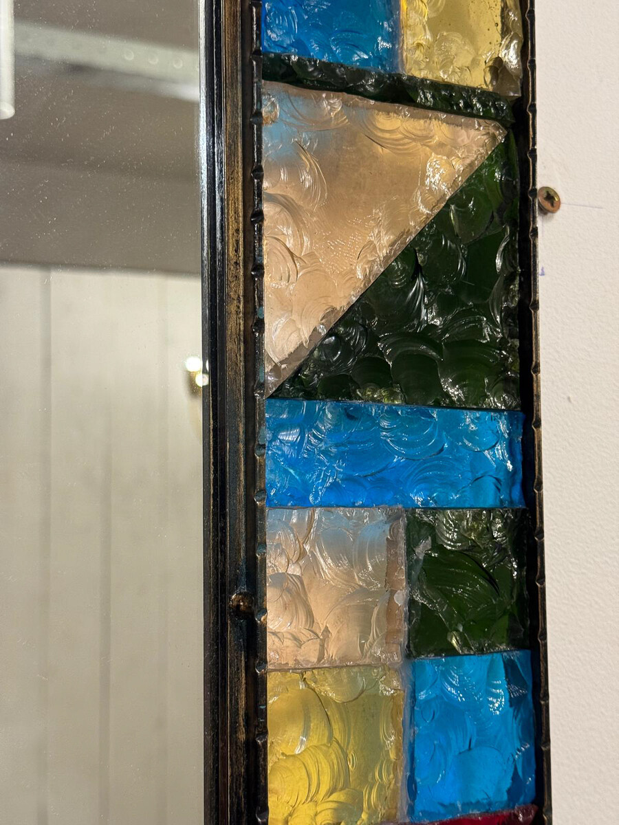 Mid-Century Stained Glass Mirror, 1950s