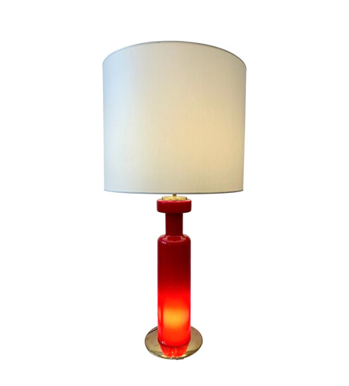 Mid-Century Stilnovo Desk Lamp, Glass and Brass, Italy, 1950s