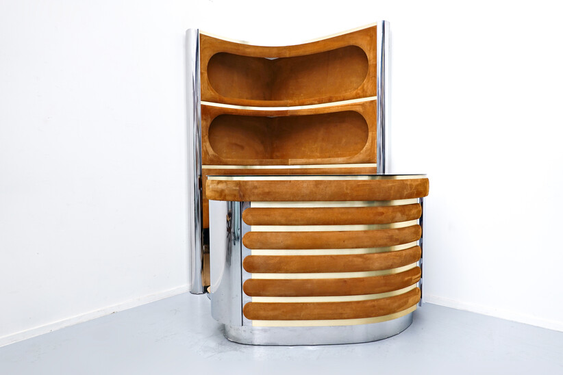 Mid-century Suede bar by Willy Rizzo - Italy 1970s