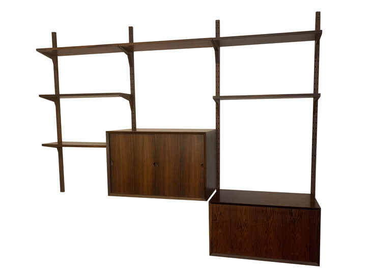 Mid-Century Suspended Wooden Wall Unit by Poul Cadovius - Denmark 1960s