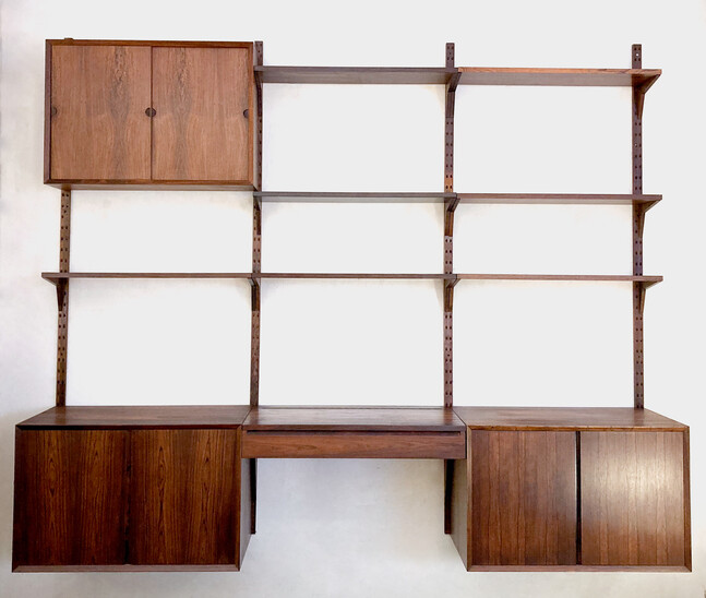 Mid-Century Suspended Wooden Wall Unit by Poul Cadovius, Denmark, 1960s