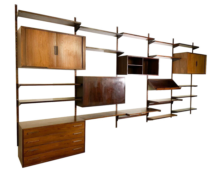 Mid-Century Suspended Wooden Wall Unit by Poul Cadovius, Denmark, 1960s