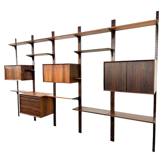 Mid-Century Suspended Wooden Wall Unit by Poul Cadovius, Denmark, 1960s