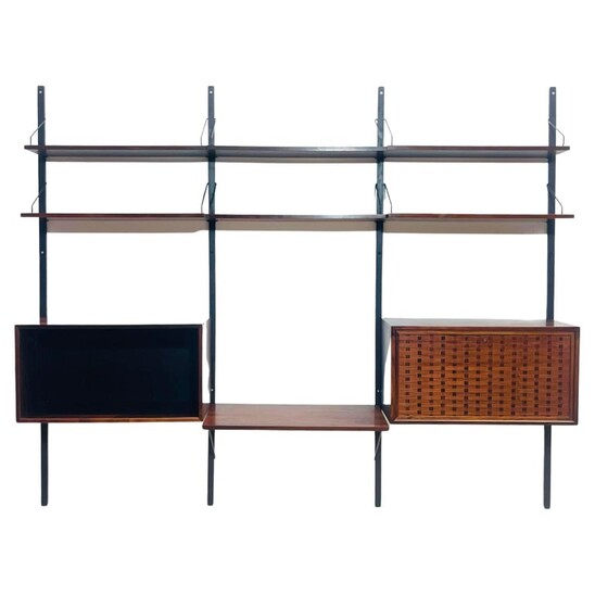 Mid-century suspended wooden wall unit by Poul Cadovius - Denmark 1960s