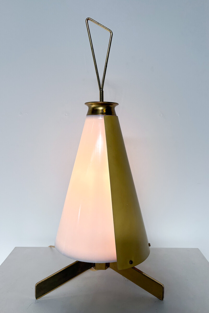 Mid-Century Table Lamp by Stilnovo, Brass, Aluminium and Plexiglass, Italy, 1950s