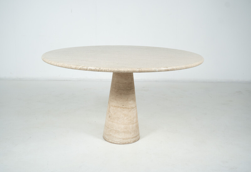 Mid-Century Travertine Dining Table in style of Angelo Mangiarotti, Italy, 1970s