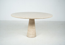 Mid-Century Travertine Dining Table in style of Angelo Mangiarotti, Italy, 1970s