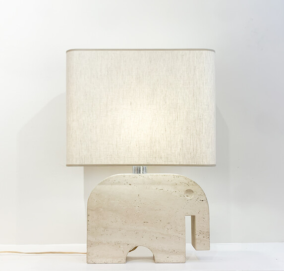 Mid-century travertine elephant table lamp by Fratelli Mannelli for Signa - Italy 1970s