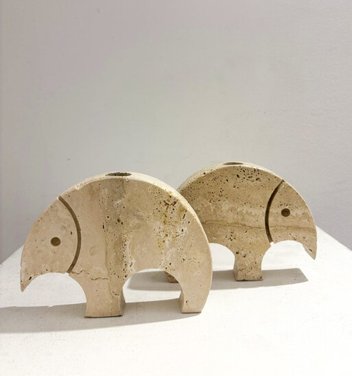 Mid-Century Travertine Figures by Fratelli Mannelli, 1970s
