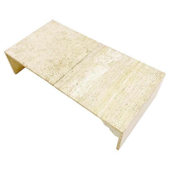 Mid-century travertine two parts coffee / side table - Italy 1970s