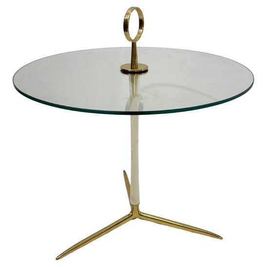 Mid-Century Tripod Brass Table in the Style of Cesare Lacca, Italy, 1950s