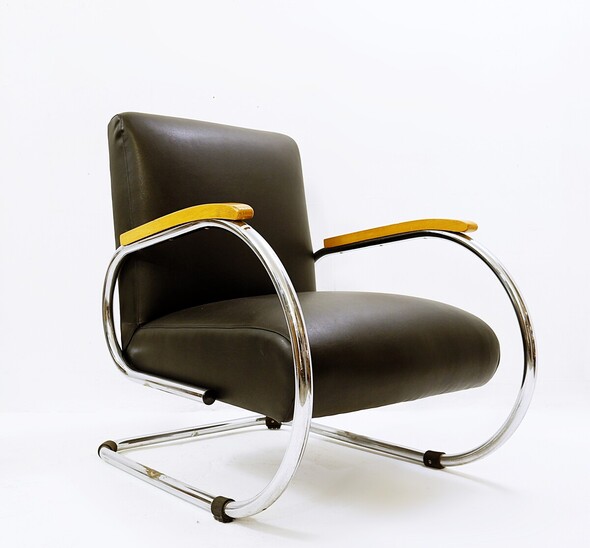 Mid Century tubular Armchair by Tubax - Belgium 1950s