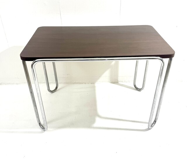 Mid-century tubular metal and wood table model B10 by Marcel Breuer for Cova - Italy 1970s