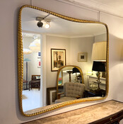 Mid-Century Twisted Gilded Wood Mirror attribued to Osvaldo Borsani, 1950s