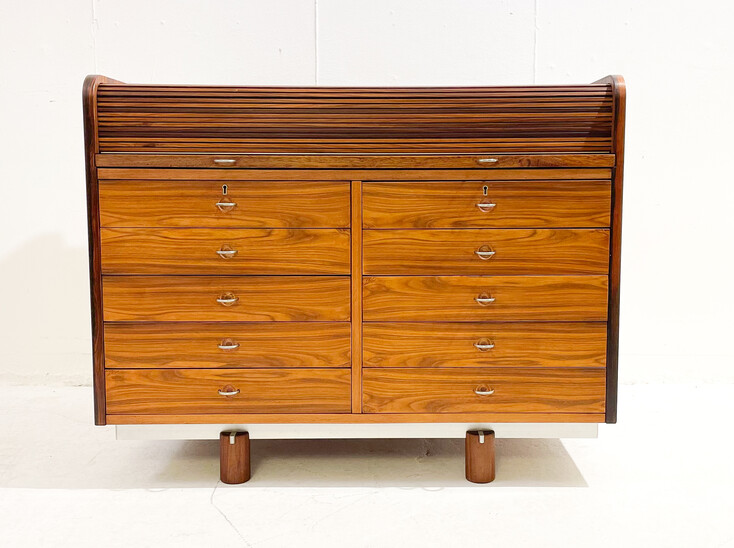 Mid-Century Walnut Secretary Desk Model 804 By Gianfranco Frattini For Bernini - Italy 1960s