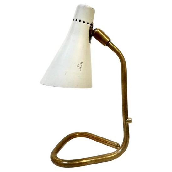 Mid-Century White Brass and Metal Modular Table Lamp by Guiseppe Ostuni - Italy 1950s