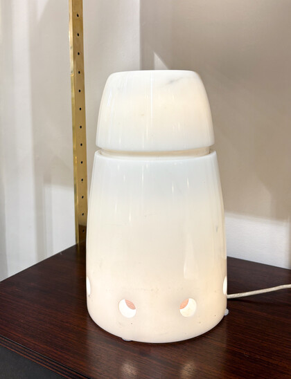Mid-Century White Marble Table Lamp, Italy, 1970s