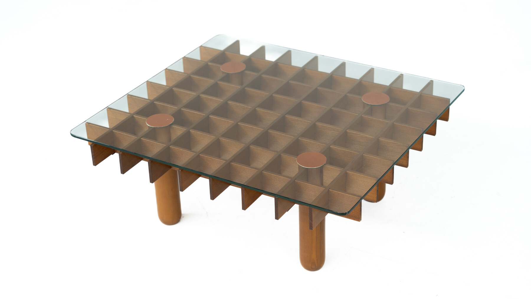 Mid-Century Wood and Glass Coffee Table in the style of Gianfranco Frattini, Italy, 1970s
