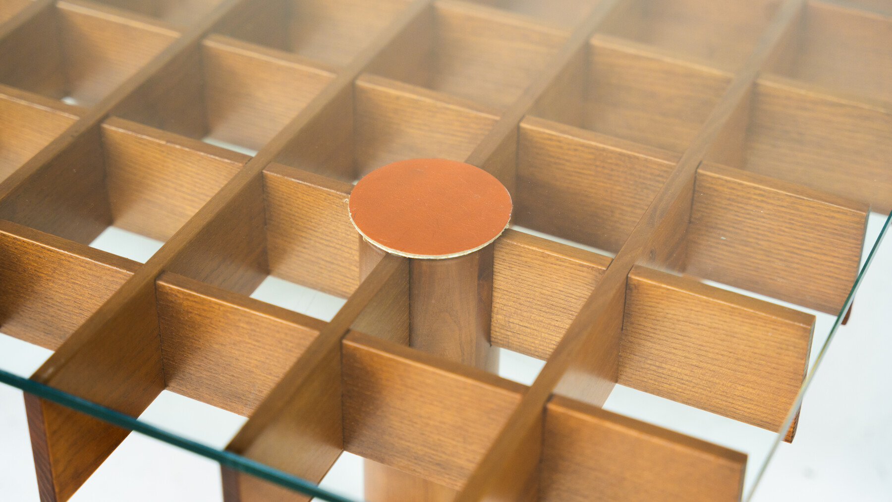 Mid-Century Wood and Glass Coffee Table in the style of Gianfranco Frattini, Italy, 1970s
