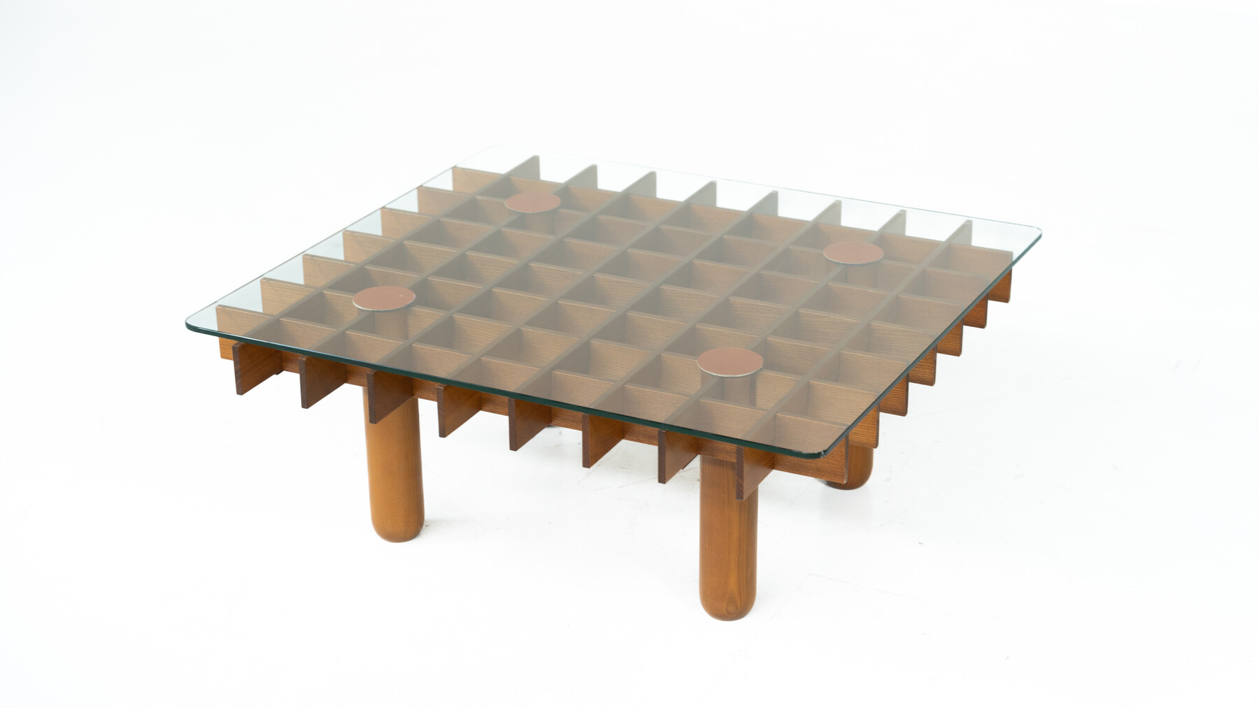 Mid-Century Wood and Glass Coffee Table in the style of Gianfranco Frattini, Italy, 1970s