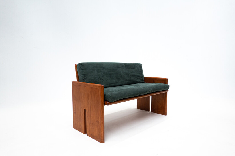 Mid-Century Wood and Green Velvet Sofa - Italy 1960s 3 available