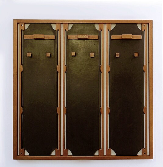 Mid Century wood and leather wall coat rack - Italy 1960s