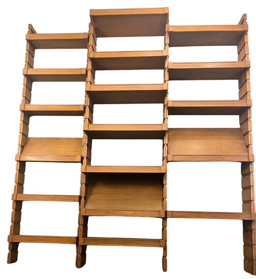 Mid-Century Wooden Bookcase in the Style of Ignazio Gardella