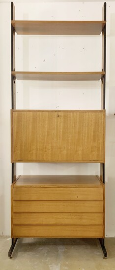 Mid-century wooden drawers wall unit - Italy 1960s