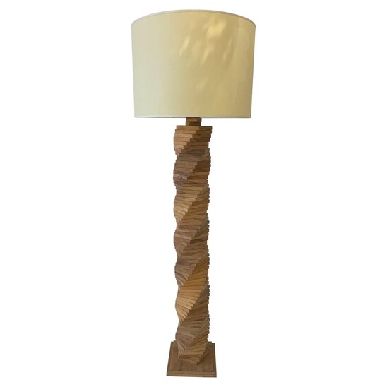 Mid-century wooden floor lamp by Mario Ceroli - Italy 1970s