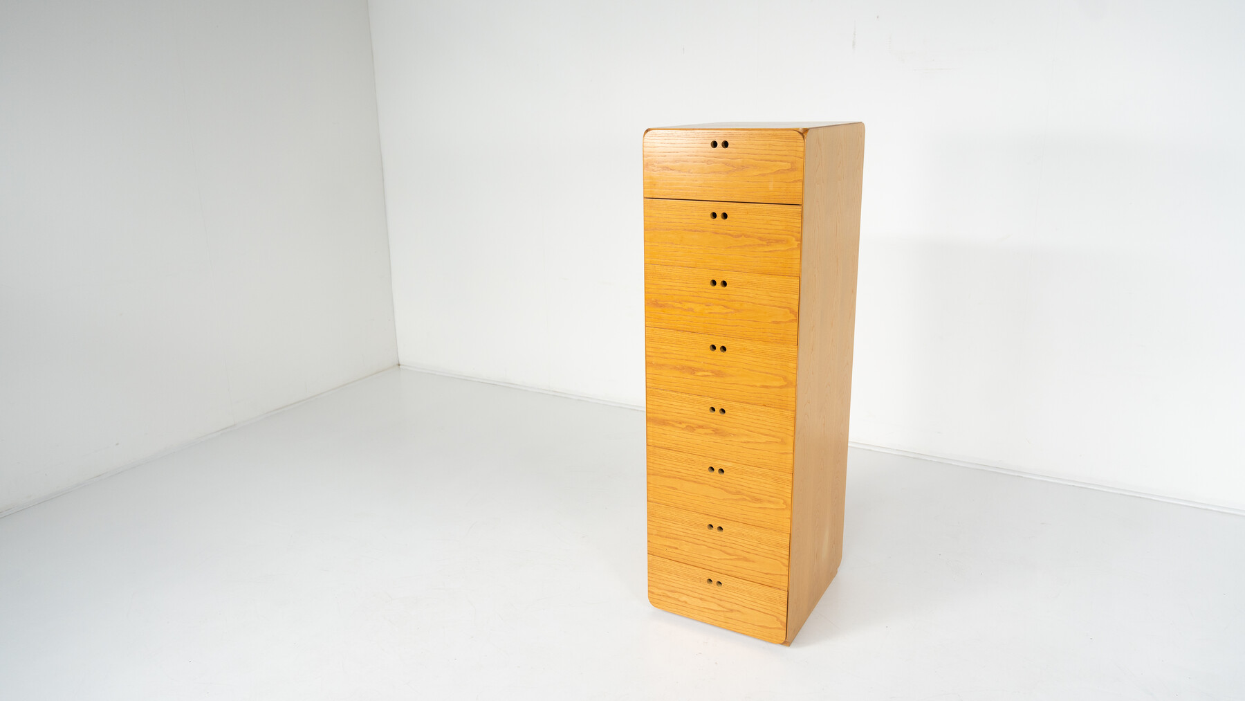 Mid-Century Wooden High Chest of Drawer by Derk Jan de Vries