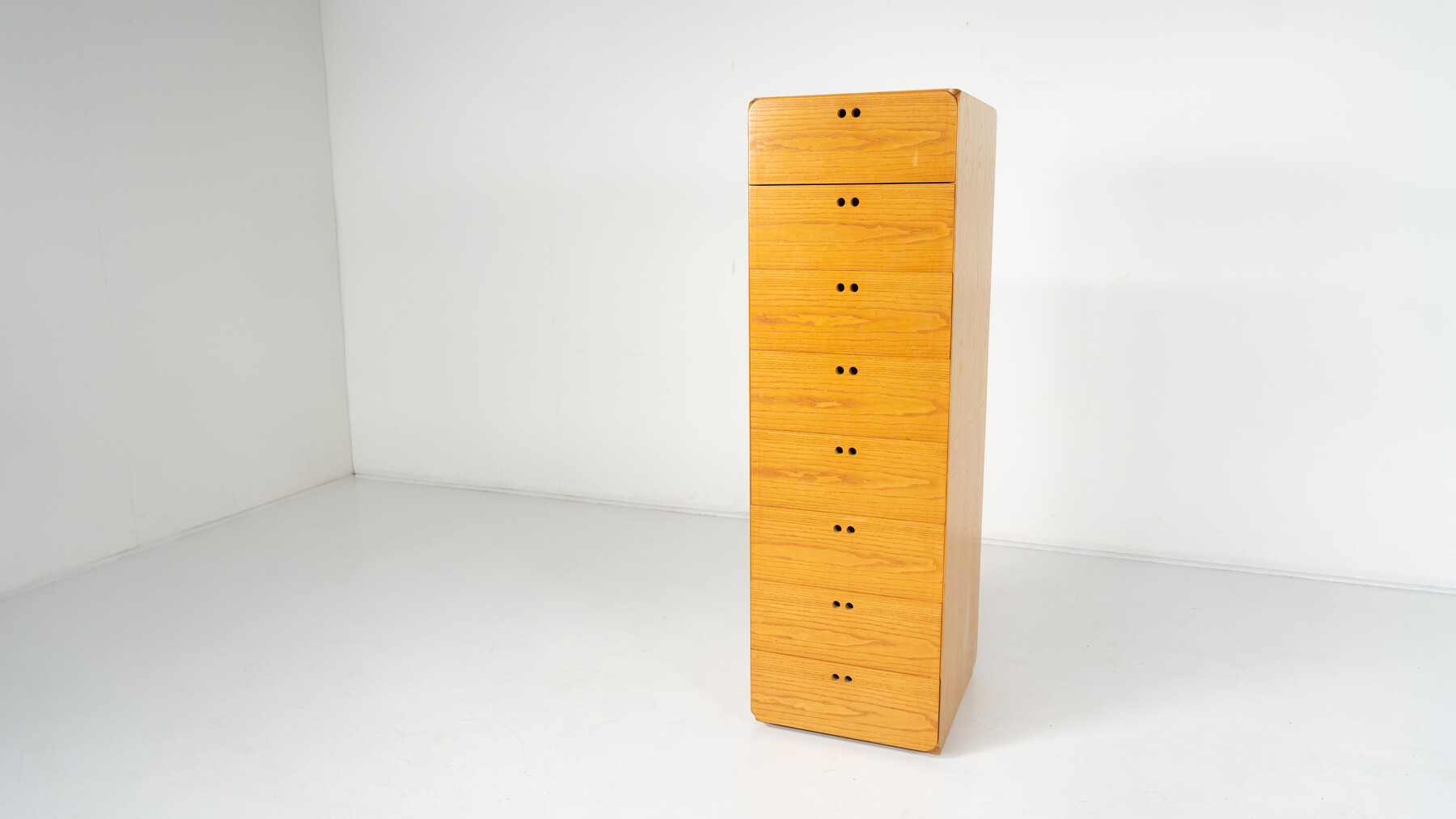 Mid-Century Wooden High Chest of Drawer by Derk Jan de Vries