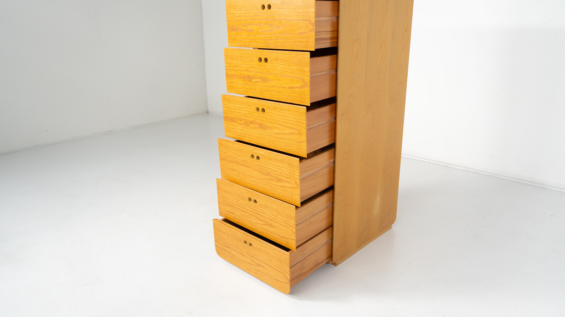 Mid-Century Wooden High Chest of Drawer by Derk Jan de Vries