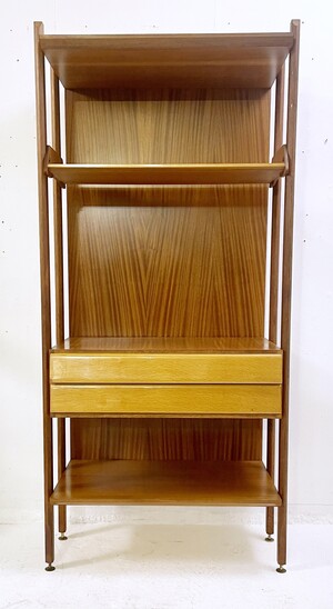 Mid-century wooden shelf with drawers - Italy 1960s