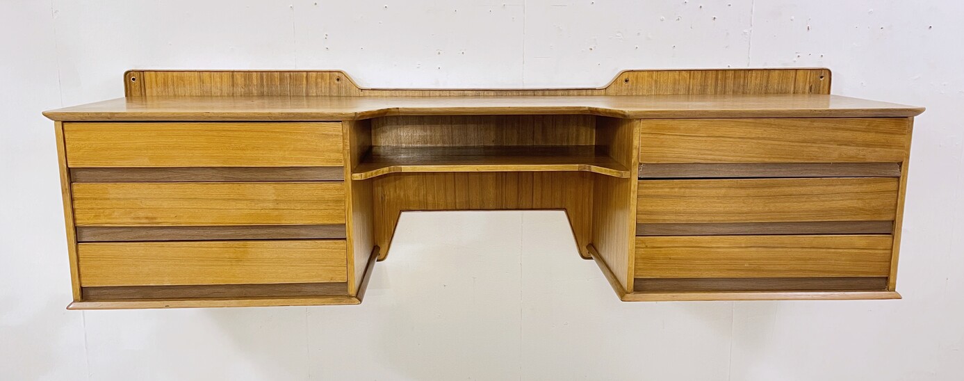 Mid-century wooden suspended desk - Italy 1960s