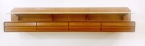 Mid-century wooden suspended shelf with drawers - Italy 1960s