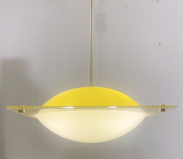 Mid-century yellow plexiglass suspension - Italy 1970s