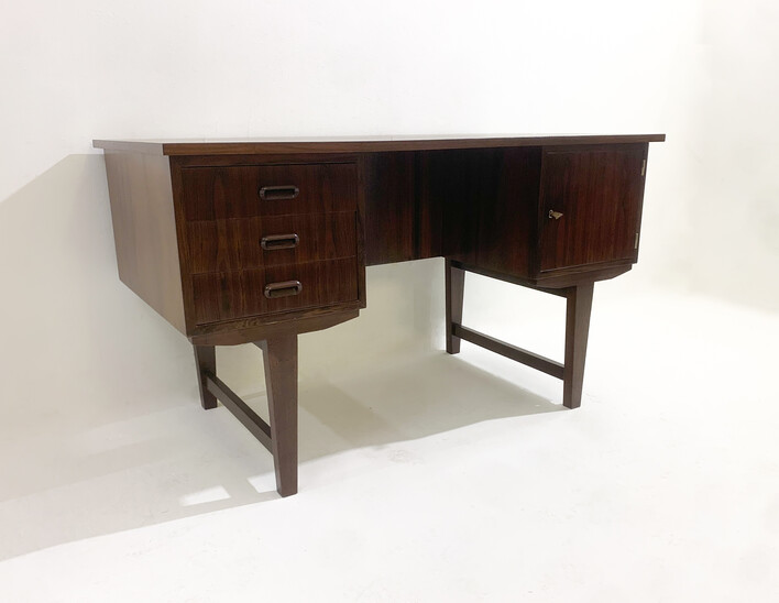 Mid-CenturyModern Wooden Desk with Drawers, Italy, 1960s