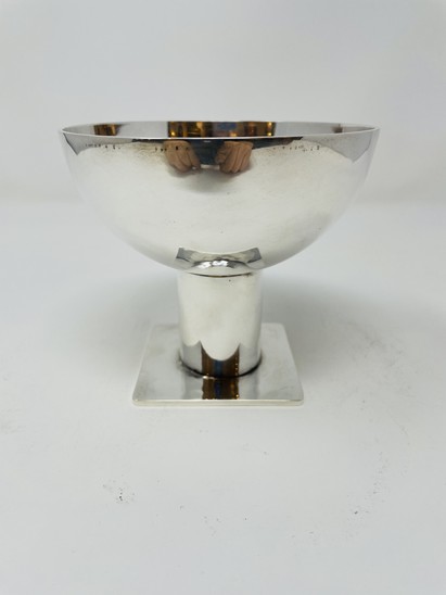 Modernist Bowl By Jean Despres, Circa 1930, Silvered Metal