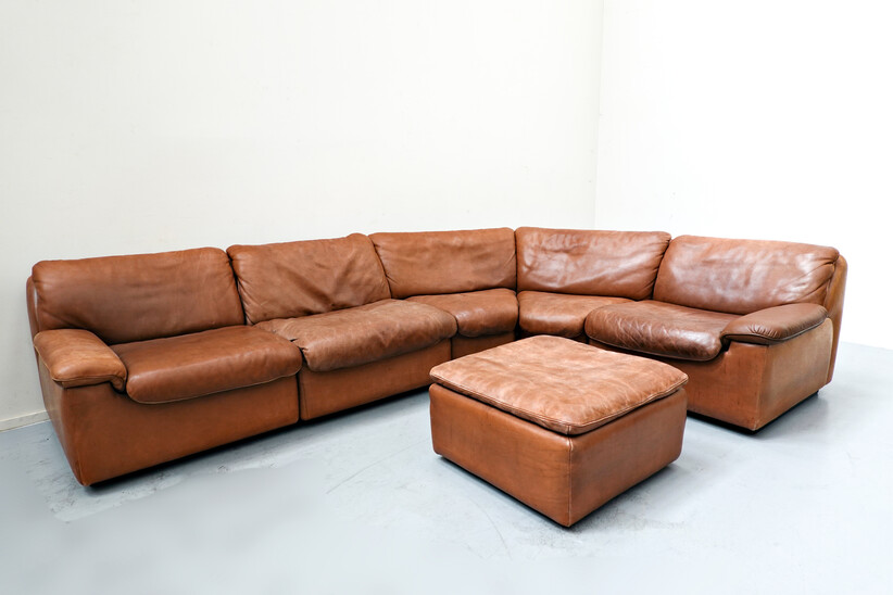 Modulable Cognac Leather Sofa by de Sede, 1970s
