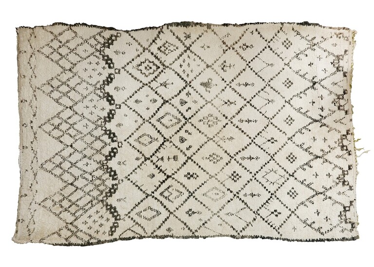 Moroccan rug in ivory and brown wool