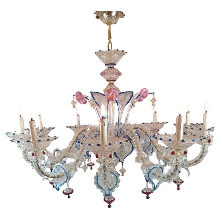 Murano Chandelier In Colored Glass, Early 20th