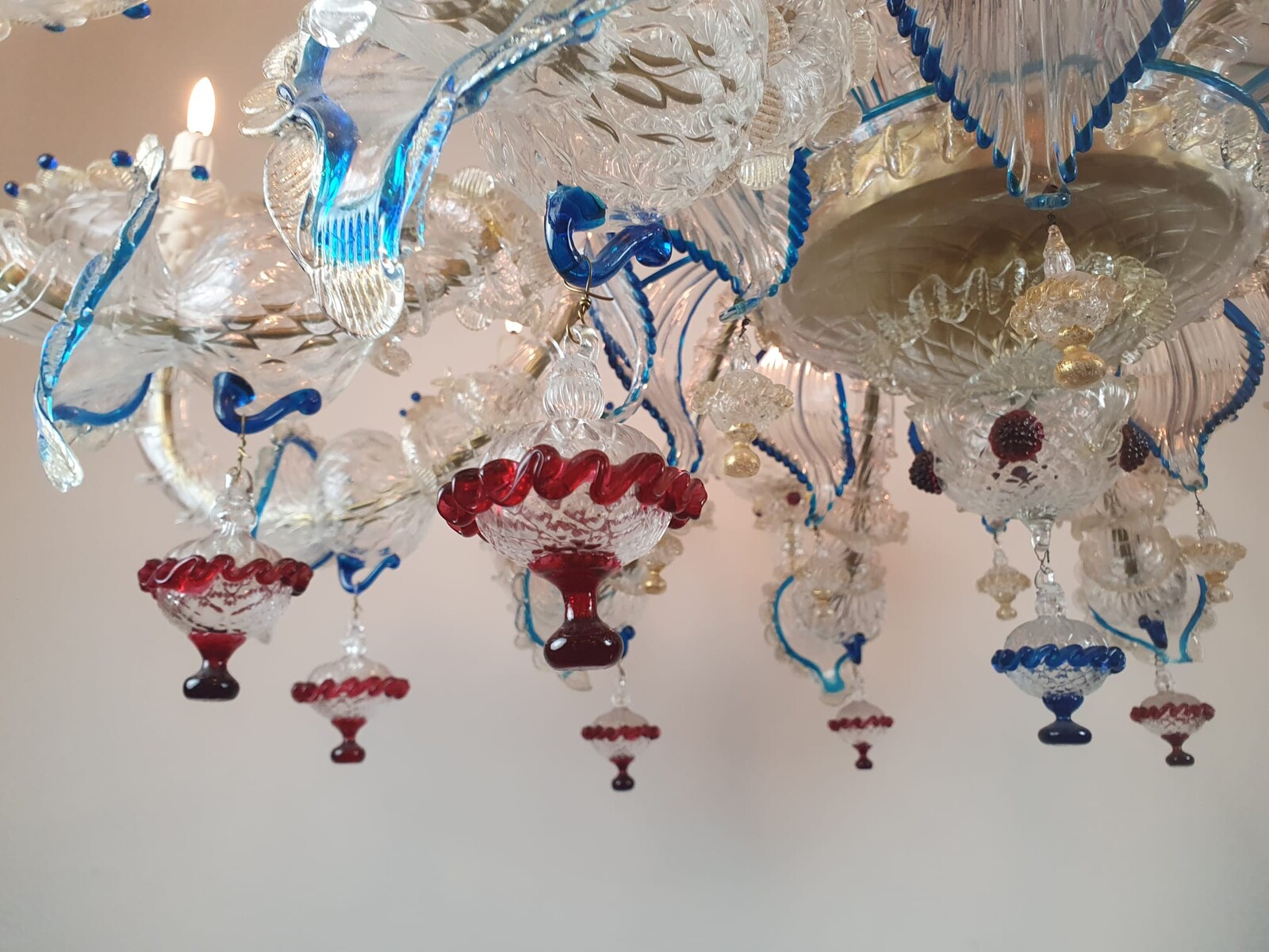 Murano Chandelier In Colored Glass, Early 20th